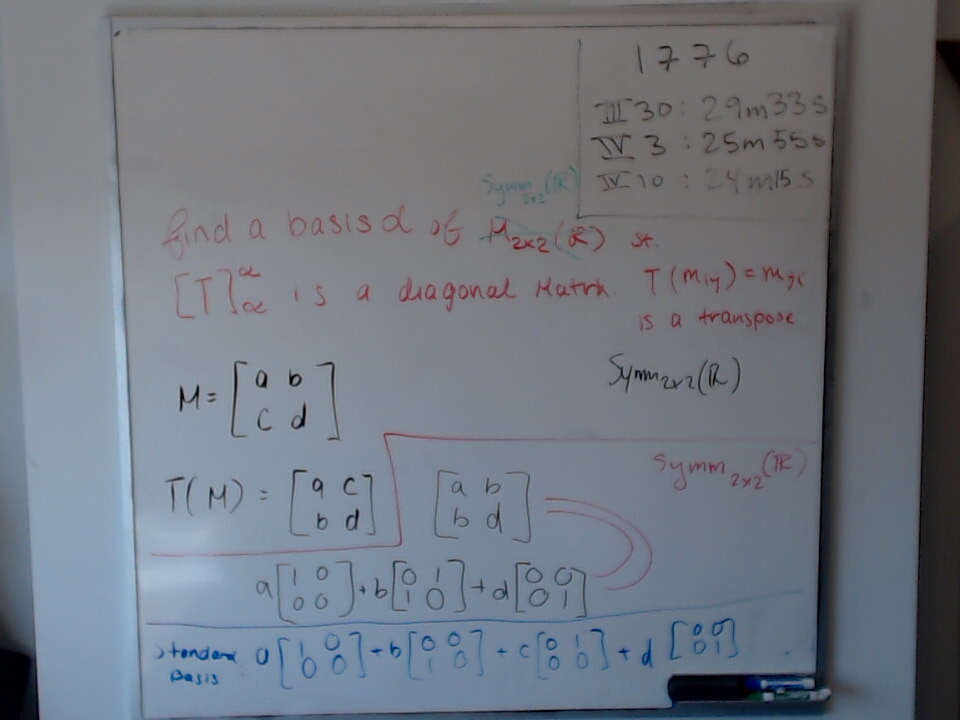 A photo of a whiteboard titled: The Matrix of Transposition
