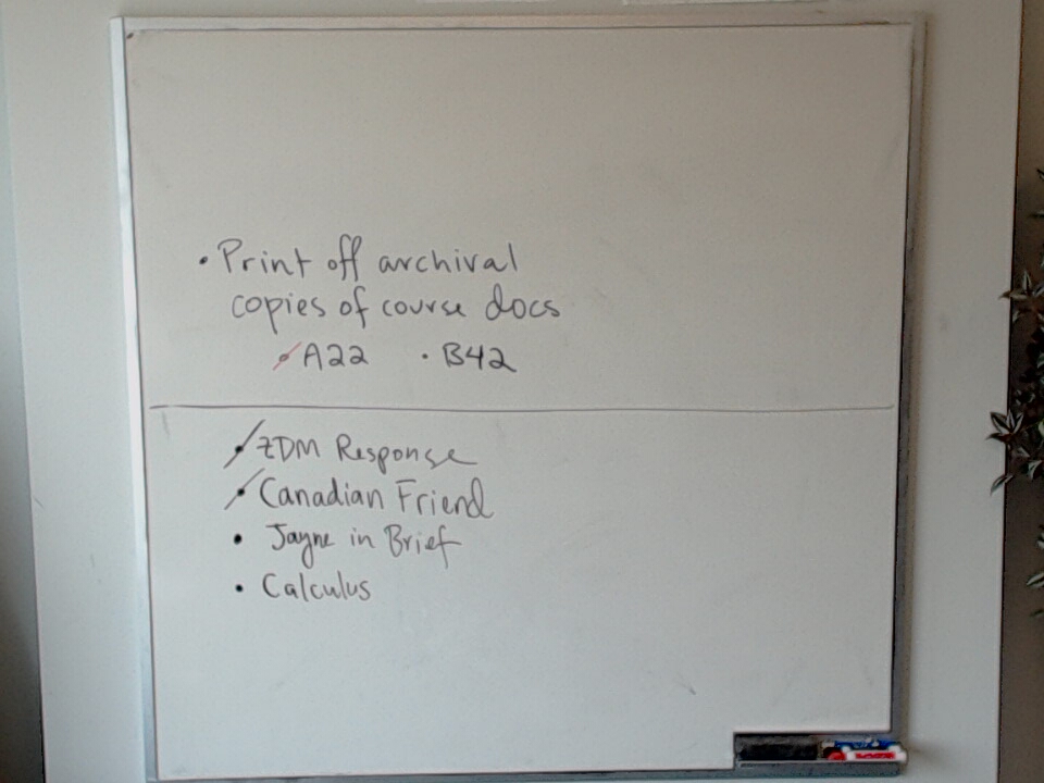 A photo of a whiteboard titled: To-do list stuff