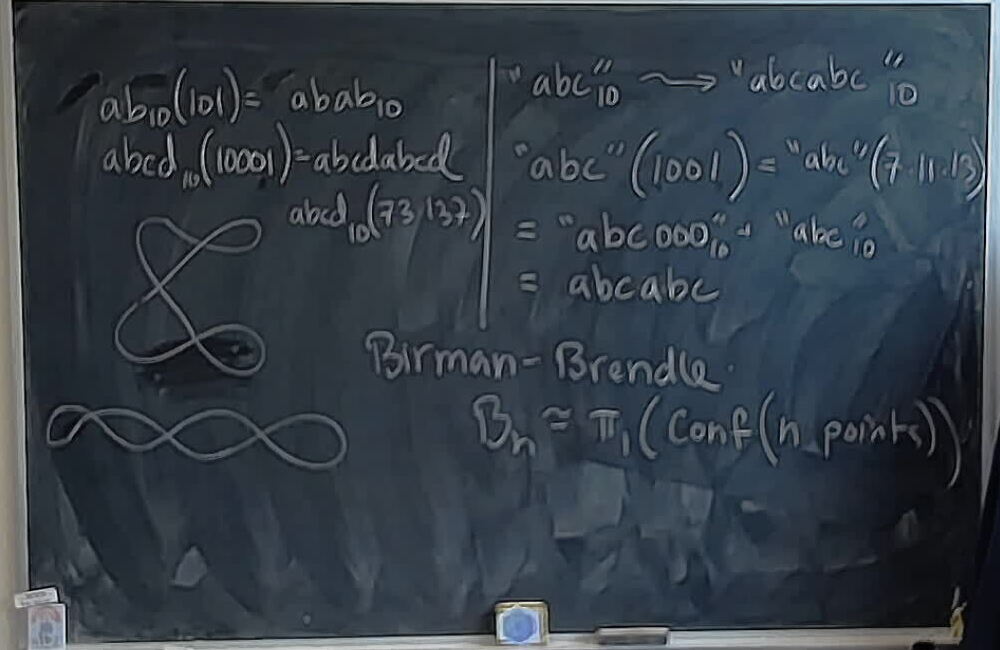 A photo of a whiteboard titled: The Doubling Digits Magic Trick