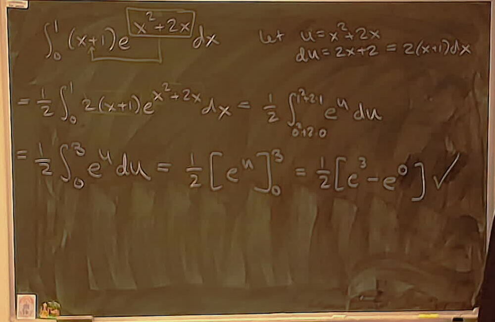 A photo of a whiteboard titled: Example of Substitution