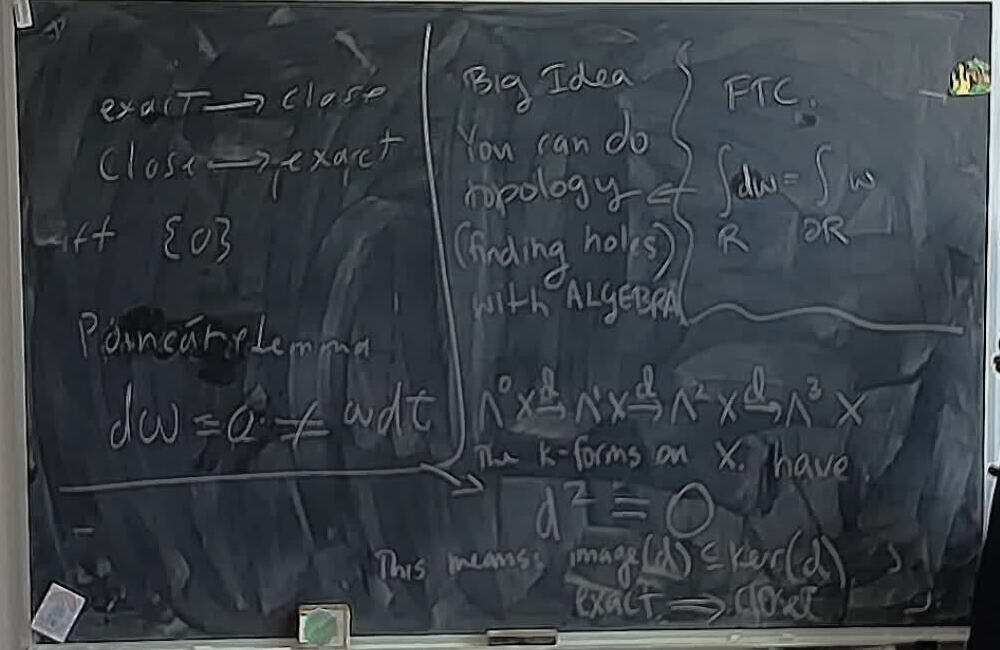A photo of a whiteboard titled: Closed and Exact Forms
