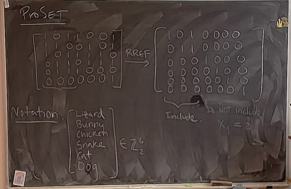 Tricky ProSet Layout Part 2 A photo of a whiteboard titled: Tricky ProSet Layout Part 2