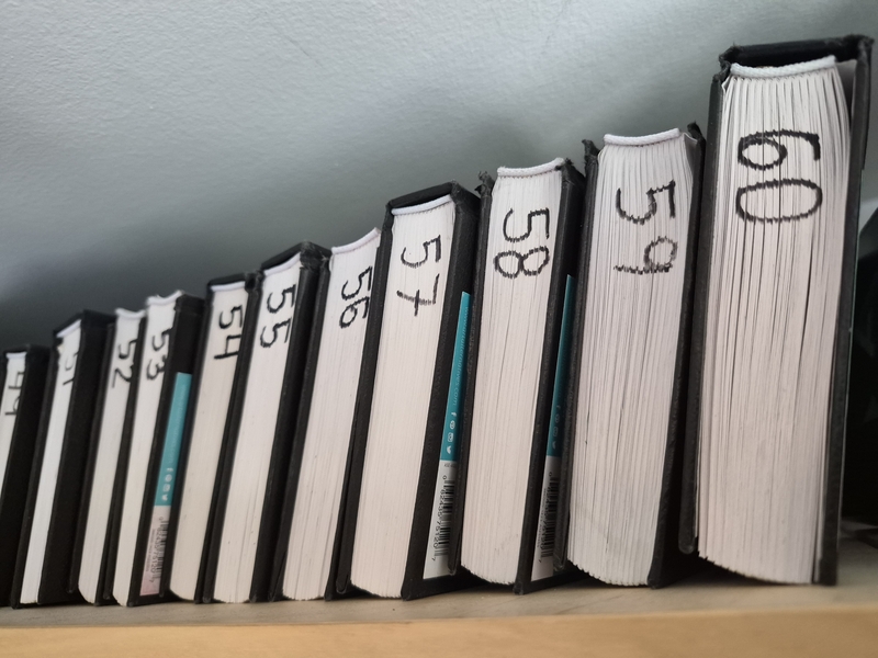 A collection of journals.
